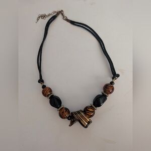Elegant Black and Brown Beaded Necklace
